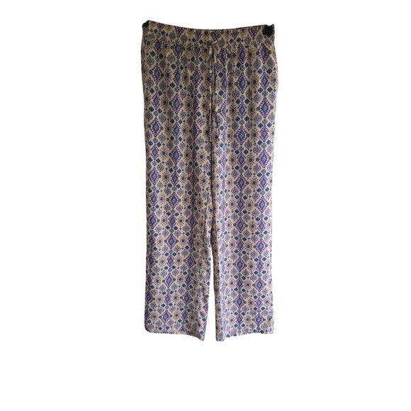 Boho Chic La Miel Womens Lounge Pants Size L Elastic Waist Multicolor Geometric - Picture 1 of 6